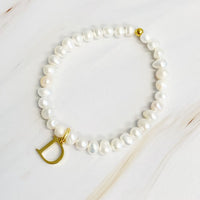 Freshwater Pearl Initial Charm Bracelet