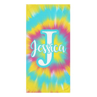 Personalized Neon Tie Dye Beach Towel