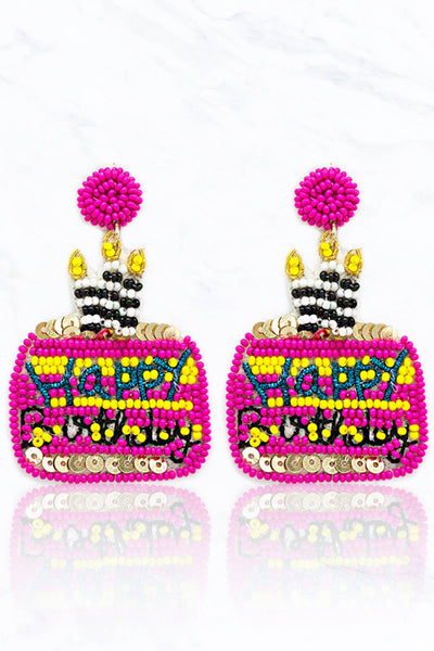 Happy Birthday Beaded Earrings