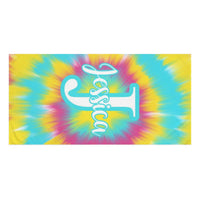 Personalized Neon Tie Dye Beach Towel