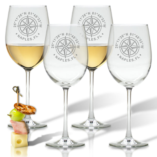 GPS COORDINATES WINE STEMWARE - SET OF 4 (GLASS)