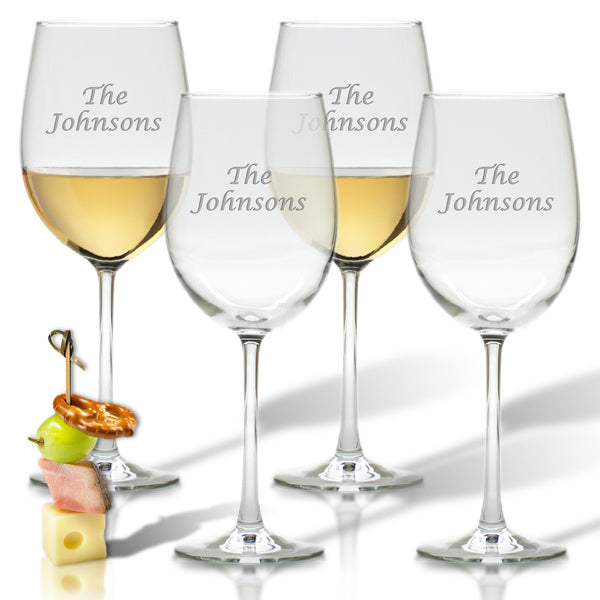 PERSONALIZED NAME WINE STEMWARE - SET OF 4 (GLASS)