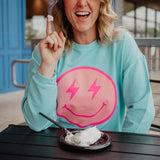 Lightning Happy Face Corded Sweatshirt