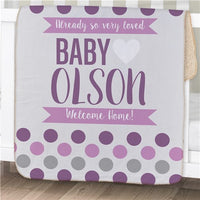 Personalized Polka Dots Baby Sherpa Blanket