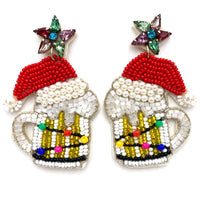 Christmas Santa Hat Beer Mug Earring