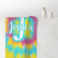 Personalized Neon Tie Dye Beach Towel