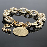 Engraved Pave Link Bracelet