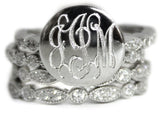 Monogram Stacklable Ring in Sterling Silver-Monogrammed Stackable Ring-Engraved Stackable Ring-Fast Shipping