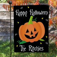 Personalized Pumpkin Garden Flag-Personalized Halloween Garden Flag