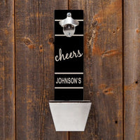 Personalized Wall Mounted Bottle Opener and Cap Catcher