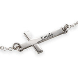 Engraved Side Cross Necklace