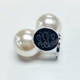 Pearl Back Monogram Earrings-360 earring-Silver or Gold