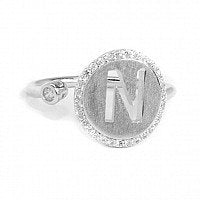 Sterling Silver Initial Ring with Cubic Zirconia's