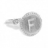 Sterling Silver Inital Ring with Cubic Zirconia, Expandable Sterling Silber Inital Ring