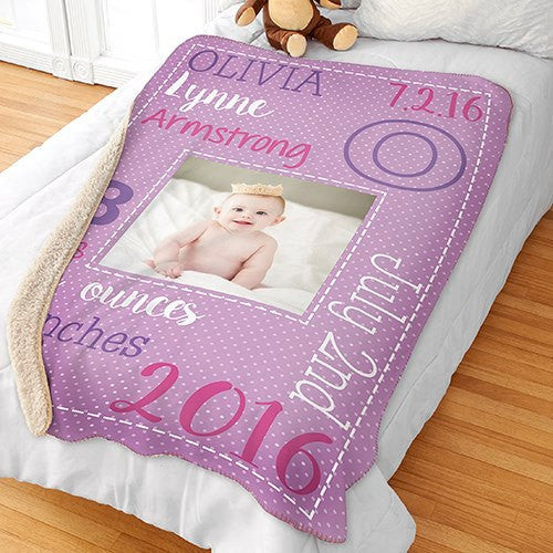 Personalized Sherpa Baby Photo Blanket