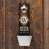 Personalized Wall Mounted Bottle Opener and Cap Catcher