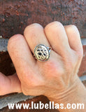 Sterling Silver Monogrammed Oval Ring with Rope Border-Monogram Ring-Engraved Ring