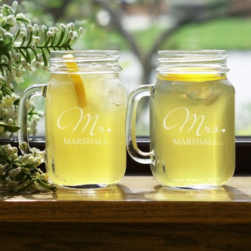 Mr. and Mrs. Personalized Mason Jar Set