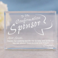 Personalized Confirmation Sponsor Keepsake-Engraved Confirmation Sponsor paperweight