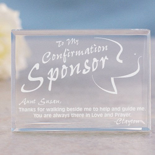 Personalized Confirmation Sponsor Keepsake-Engraved Confirmation Sponsor paperweight