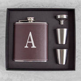 Personalized Leather Wrapped Flask Set-Drinks on Me Flask Set-Groomsman Flask Set