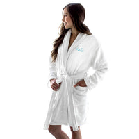 Embroidered White Plush Robe