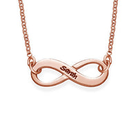 Engraved Infinity Necklace with Rose Gold Plating