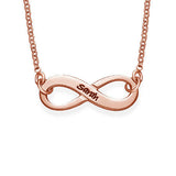 Engraved Infinity Necklace with Rose Gold Plating