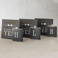 Personalized Leather Wrapped Flask Set-Drinks on Me Flask Set-Groomsman Flask Set