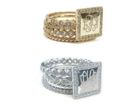 Engraved Square Stackable Ring Set