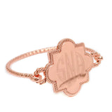 Engraved Quatrefoil Bracelet in Gold, Silver or Rose Gold