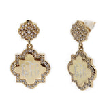 Engraved Quatrefoil CZ Dangle Earrings