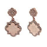 Engraved Quatrefoil CZ Dangle Earrings