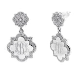 Engraved Quatrefoil CZ Dangle Earrings