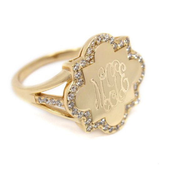 Monogram Rose Gold Plated Quatrefoil Ring