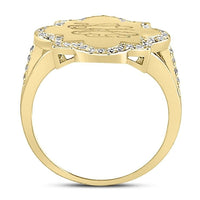 Engraved Gold Quatrefoil CZ Ring