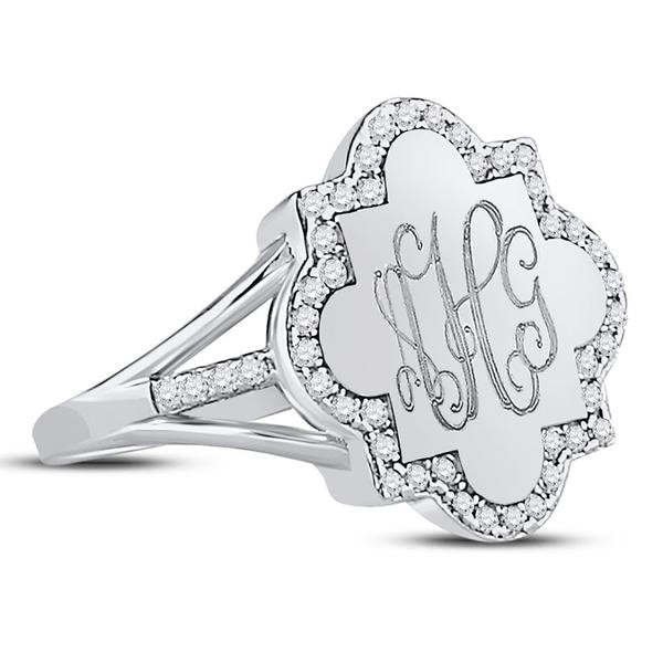 Monogram Sterling Silver Quatrefoil Ring