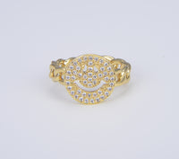 Gold Smiley Face ring with CZ’s