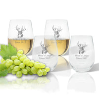 Monogram Buck Lodge Stemless Wine Tumblers Set