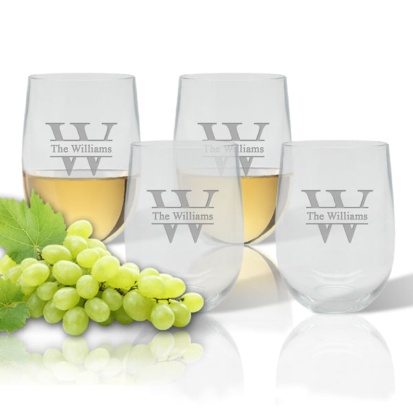 Stemless Wine Tumbler (Set of 4): Split Letter