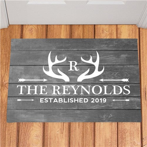 Personalized Deer Antlers Doormat