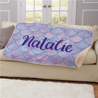 Personalized Mermaid Scales Sherpa Blanket