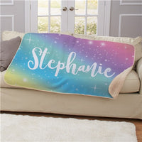 Personalized Rainbow Sherpa Blanket