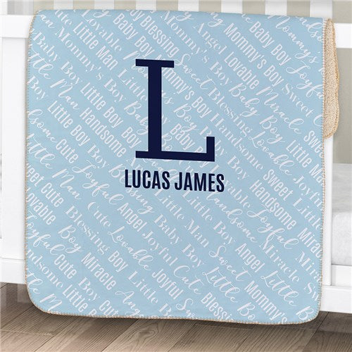 Personalized Polka Dot Sherpa Baby Blanket