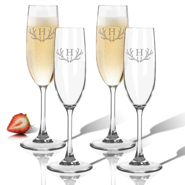 Monogram Antler Champagne Flute Four Set