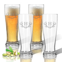 Monogram Antler Pilsner Glass Set